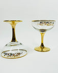 1950s GOLD GILDED CHERRY BLOSSOMS GLASS COUPE