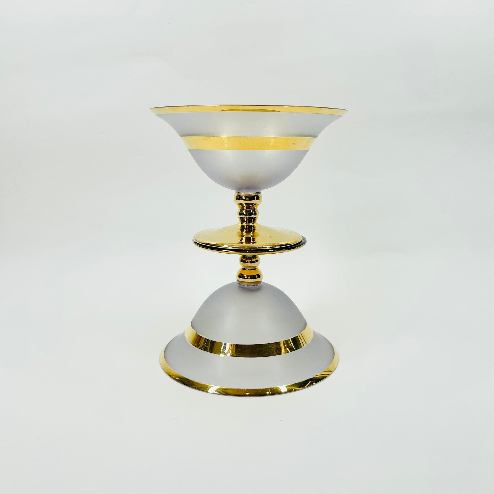 1950s GOLD GILDED LAVENDER SATIN GLASS COUPE