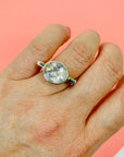 60s MODERNIST SILVER RING WITH BEZEL MOONSTONE