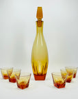 ANTIQUE ART DECO HAND CUT MOSER AMBER CRYSTAL DECANTER SET