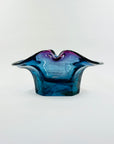 1970s MURANO PURPLE BLUE PINK TIE DYE LIP BOWL