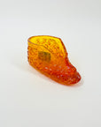 1940s OLD VIRGINIA PRESSED RED ORANGE AMBERINA GLASS BOOT/MINI VASE