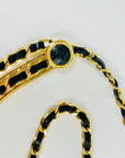 1990s CHANEL MATELASSE BLACK LEATHER GOLD PLATED LOGO BELT