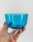 1950s NUUTAJARVI TURQUOISE GLASS CREAMER SUGAR BOWL SET