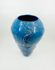 1950s NITTSJO SWEDISH BLUE GLAZED EARTHENWARE VASE