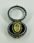 ANTIQUE 22K GOLD INDIAN POLKI RAW DIAMOND RING WITH GREEN ENAMEL