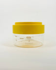1970s TEMPERED GLASS LIDDED JAR WITH MEASUREMENTS
