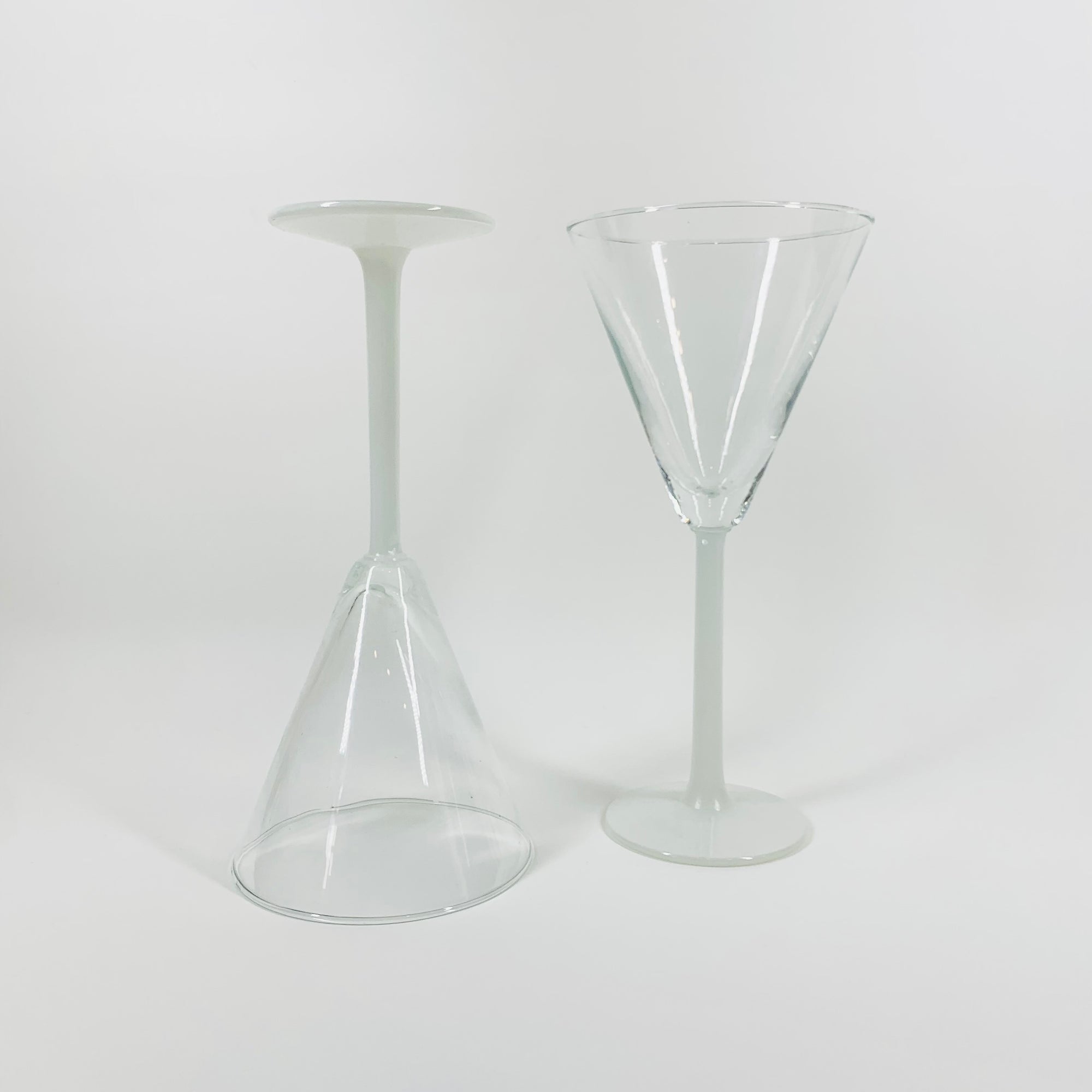 1950s LUMINARC WHITE STEM WINE GLASSES