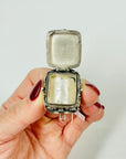ANTIQUE GOLD SILVER COMPARTMENT RING WITH GREEN AMBER