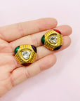 1980s HEART SOLITAIRE ENAMEL EARRINGS