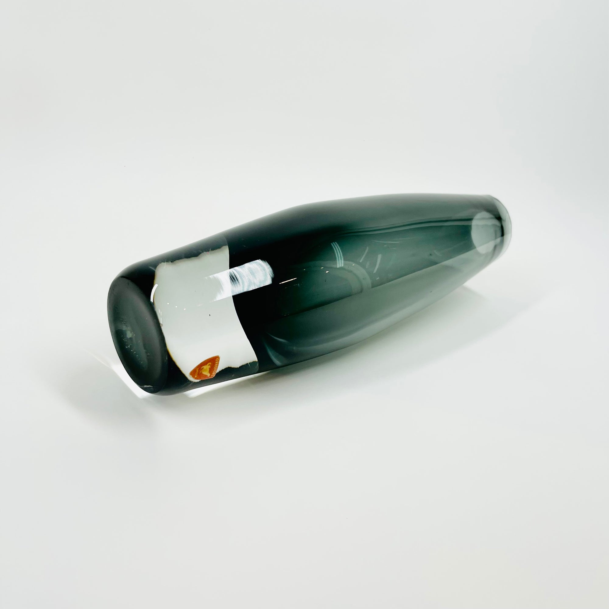 1960s SMOKEY GREY SOMMERSO GLASS VASE BY NILS LANDBERG FOR ORREFORS
