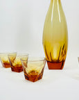 ANTIQUE ART DECO HAND CUT MOSER AMBER CRYSTAL DECANTER SET