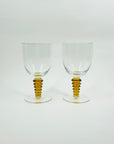 1970s HUNGARIAN AJKA AMBER STEM CRYSTAL GLASSES