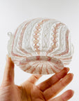 ANTIQUE PINK ZANFIRICO & LATTICINO GLASS PINCHED BOWL & MATCHING PLATE