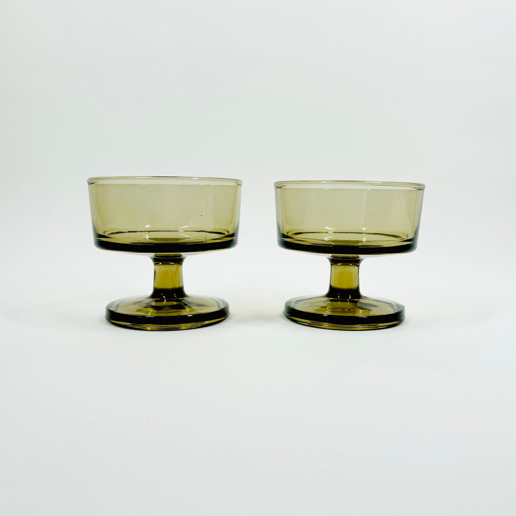 1970s FRENCH GREY FOOTED COUPE/DESSERT BOWLS