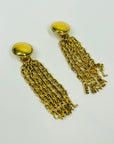 1980s CHANEL CHAIN LETTERS TASSELS DROP CLIP ON EARRINGS