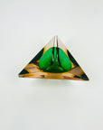 1950s MURANO MANDRUZZATO GREEN SALMON GLASS SOMMERSO FACETED TRIANGULAR GLASS BOWL