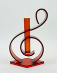 1970s RED ACRYLIC MUSICAL NOTE POSY VASE