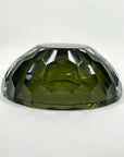 LARGE 1980s MURANO MANDRUZZATO OLIVE GREEN SOMEMRSO GLASS GEODE BOWL/ASHTRAY
