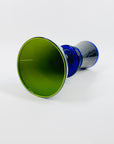 ANTIQUE MURANO COBALT BLUE CASED GEEEN GLASS POSY VASE