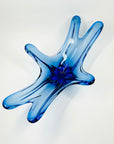 X-LARGE 1940s URANIUM MURANO BLUE SOMMERSO GLASS BOWL