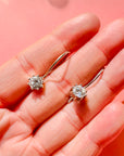VINTAGE STERLING SILVER SOLITAIRE DROP EARRINGS