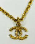LIMITED EDITION 1980s CHANEL FILIGREE LOGO PENDANT NECKLACE WITH FANCY TEXTURED LINKS