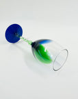 1970s TURDA GREEN BLUE INK STEMS WINE GLASS