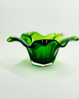 1970s JAPANESE GREEN SOMMERSO GLASS STARFRUIT BOWL