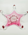 1950s LARGE CZECH SKRDLOVICE PINK SOMMERSO GLASS STARFRUIT BOWL