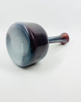1960s ITALIAN EMPOLI AMETHYST/PURPLE CASED WHITE SWIRLS GLASS BOTTLE VASE