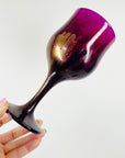 1990s HAND PAINTED PINK WINE GLASSES