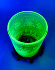ETCHED URANIUM GLASS VASE