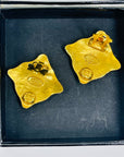 1998s CHANEL CC LOGO MARK RHOMBUS CLIP ON EARRINGS
