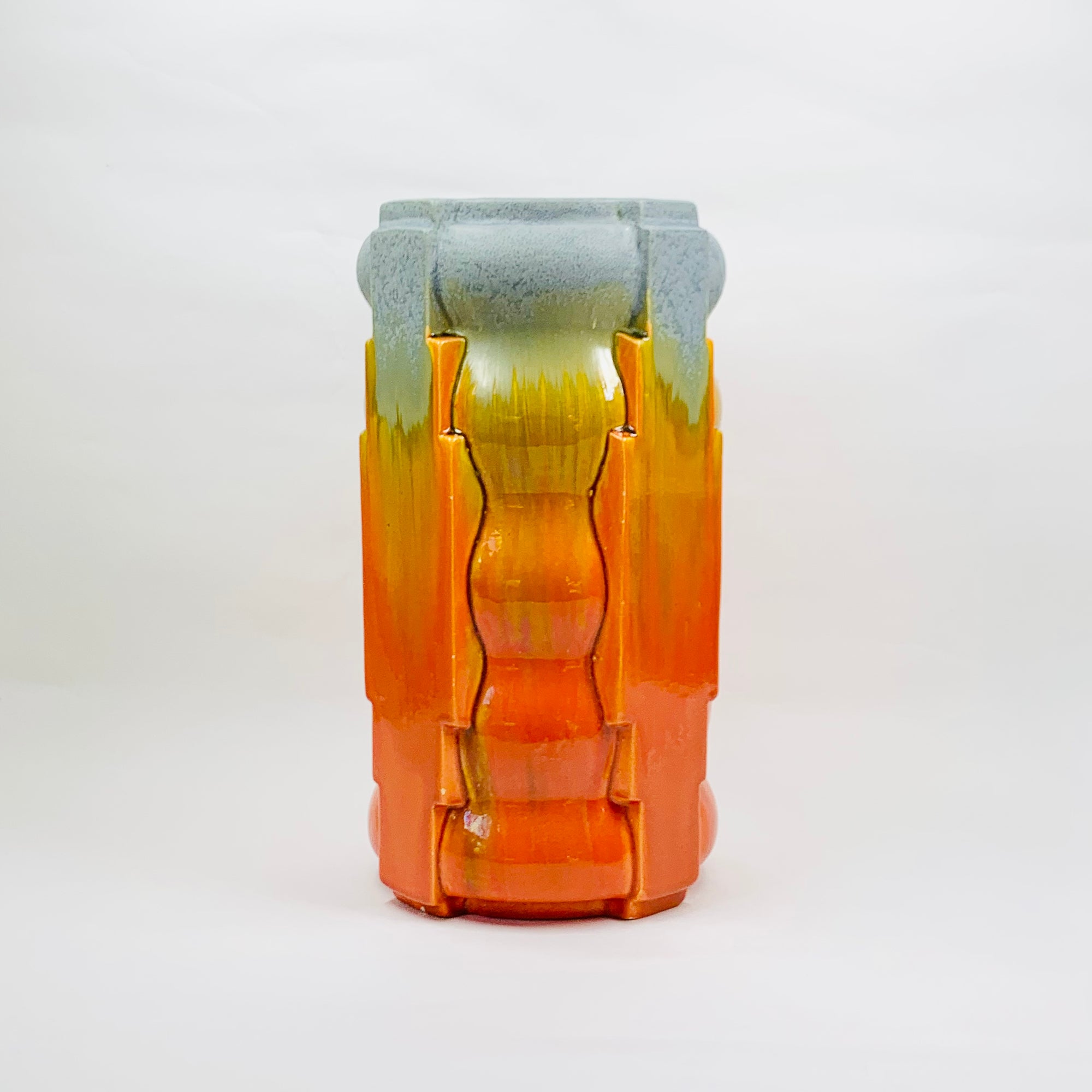 ART DECO ORANGE FLAME POTTERY VASE