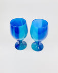 HAND PAINTED BLUE WINE GLASSES
