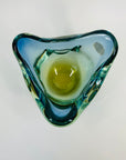 MCM BLUE GREEN MURANO SOMMERSO PINCHED GLASS BOWL/ASHTRAY