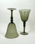 LARGE 1950s ETCHED GREY GOBLET GLASSES