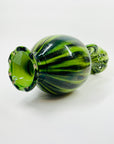 1950s JAPANESE GREEN WATERMELON GLAZED POTTERY VASE