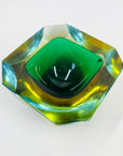 1950s FACETED MURANO GREEN BLUE GOLD GEODE BOWL