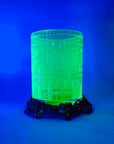 ETCHED URANIUM GLASS VASE