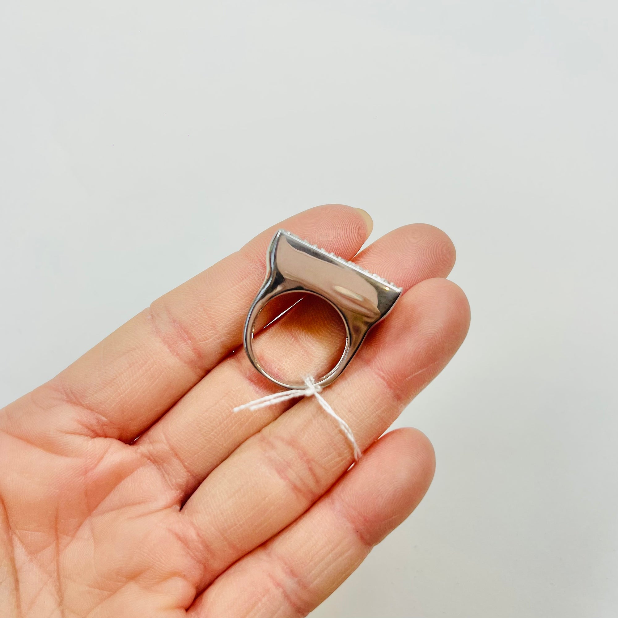 1960s DANISH BRUTALIST SILVER MOTHER OF PEARL BAR RING
