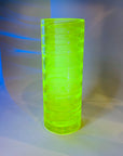 MIDCENTURY FINNISH URANIUM GLASS CYLINDER VASE BY TAMARA ALADIN FOR RIIHIMAEN LASI