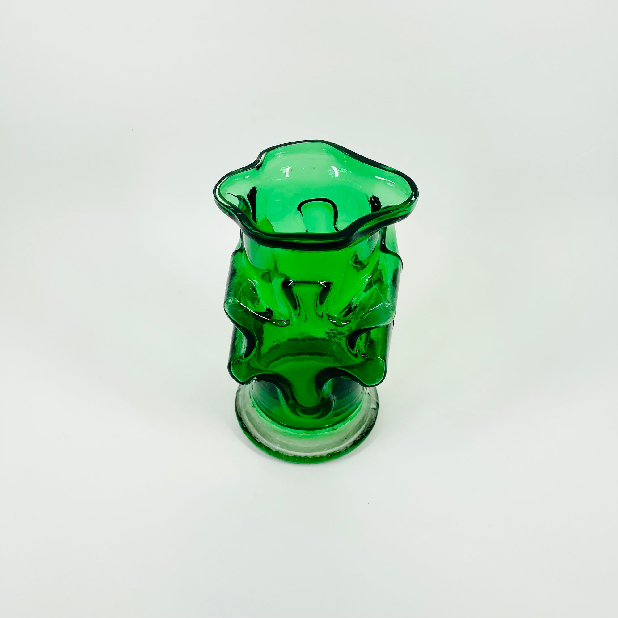 1970s FINNISH KASPERI GREEN GLASS VASE