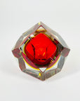 1950s FACETED MURANO RED YELLOW GEODE BOWL