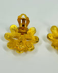 1994 CHANEL CC FILIGREE FLOWER GOLD LOGO BUTTON CLIP ON EARRINGS