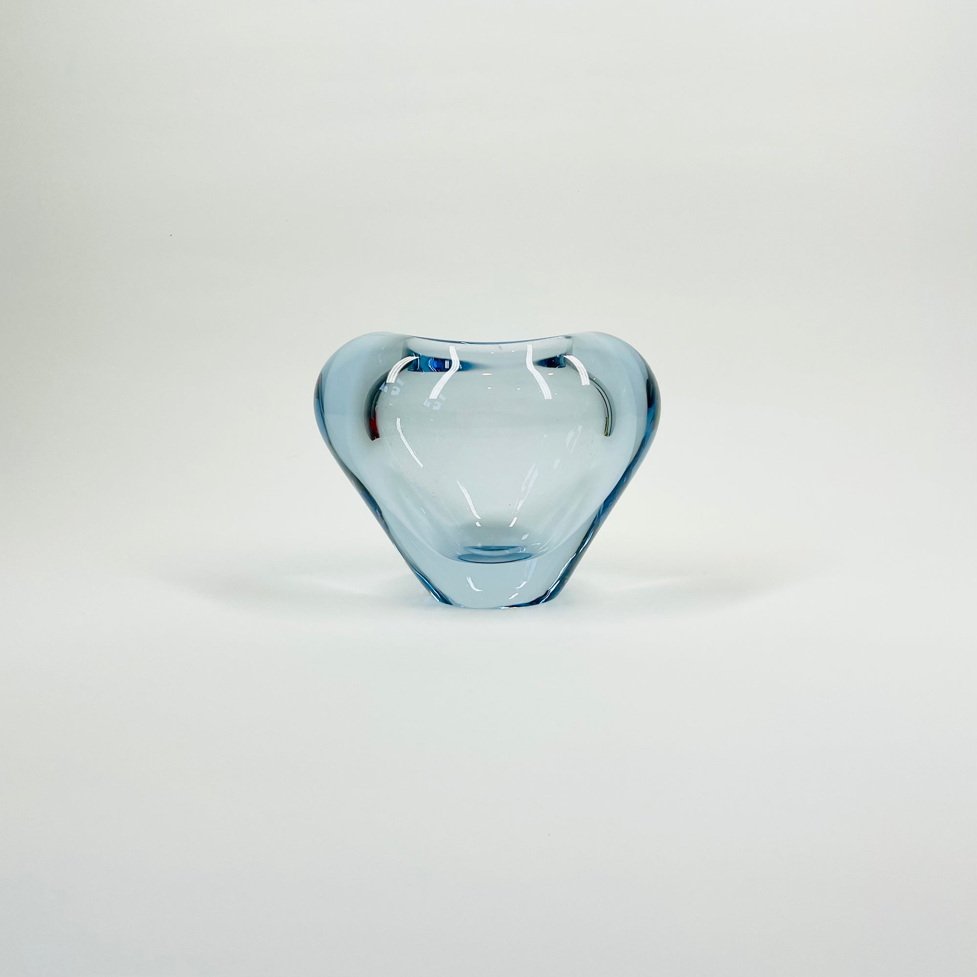 1960s HOLMEGAARD BLUE GLASS MINI HEART VASE BY PER LUTKEN