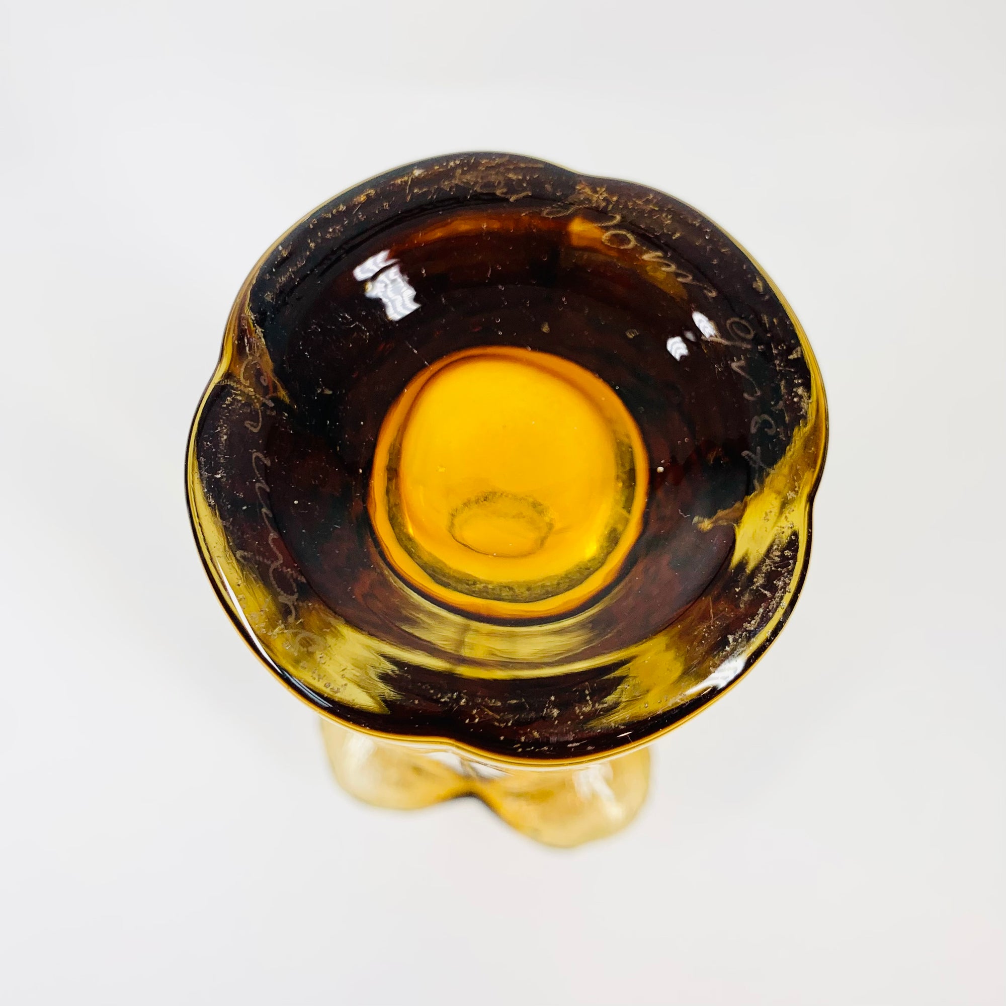 1960s FINNISH AMBER GLASS VASE BY KAL BLOMQIST