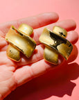 1980s TEXTURED X MATTE CLIP ON EARRINGS
