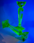 ART DECO URANIUM GLASS CANDLE STICKS